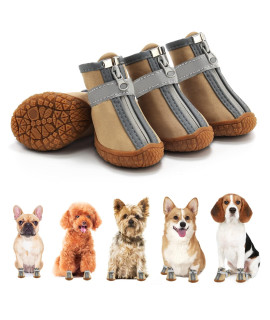 Dog Booties Waterproof Dog Hiking Shoes Dog Boot for Small Size Dogs, Puppy Shoes for Hot Pavement Winter Snow 4PCS
