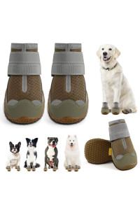 Jzxoiva Dog Shoes for Medium Size Dogs Boots, Breathable Dog Booties for Hardwood Floors, Outdoor Paw Protector with Reflective Strips for Hot Pavement Winter Snow Hiking Booties 4PcSSet
