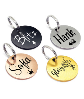 Ultra Joys Personalized Dog Tags for Pets - Durable Stainless Steel customizable Dog cat ID Tags - Dog Tags for Safety Optional Engraved on Both Sides -Round Shape Dog Tag Large Size, Black
