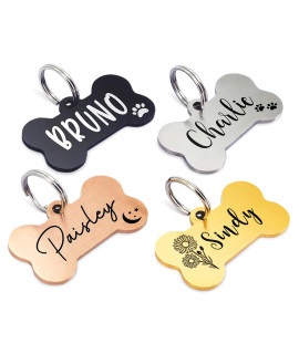 Ultra Joys Personalized Dog Tags for Pets - Durable Stainless Steel customizable Dog cat ID Tags - Dog Tags for Safety Optional Engraved on Both Sides -Bone Shape Dog Tag Small Size, Silver