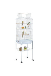 Yaheetech 64-Inch Open Play Top Bird Cages For Parakeets Cockatiels Finches Lovebirds Canaries Conures Budgies Parrot Birdcage Wdetachable Rolling Stand, White