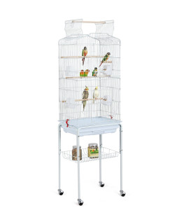 Yaheetech 64-Inch Open Play Top Bird Cages For Parakeets Cockatiels Finches Lovebirds Canaries Conures Budgies Parrot Birdcage Wdetachable Rolling Stand, White