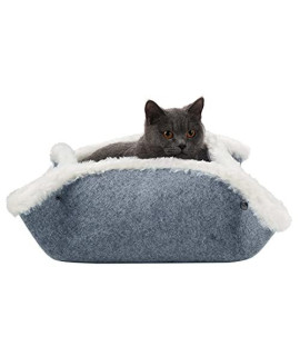 Cute Felt Cat Beds for Indoor Cats, Foldable Cat Bed/Mat, Super Soft Fabric Cat House, Portable Pet Bed, 27inches Unfolded Size - Kitten Bed, Cat Cave, Pet Beds, Cat Houses for Indoor Cats