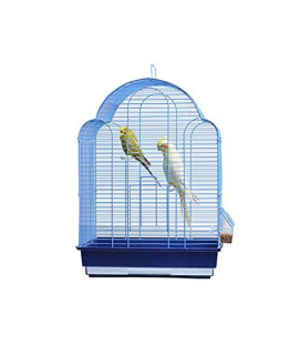 Zhangjinyishop Bird Cage Fashionable Birdcage Tiger Skin Black Peony Parrot Wrought Iron Birdcage With Feeding Cup For Small Birds Finches Love Birds Flight Cage (Color : Blue)