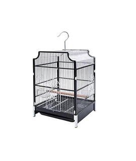 Zhangjinyishop Bird Cage Bird Cage Parrot Cage Household Stainless Steel Bird Cage Big Budgerigar Myna Black Wind Parrot Bird Cage Can Be Hung Flight Cage (Color : Black)