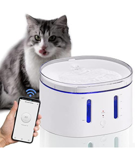 Automatic Cat Water Dispenser, 2.5L/84Oz Auto Dog Pet Water Fountain with Smart App Control, Filter, LED Light and Intelligent Pump, Provide Fresh Water for Cats, Small to Medium Dogs