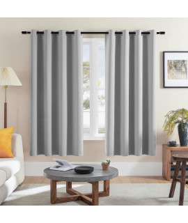 Rutterllow Blackout Curtains For Bedroom, Thermal Insulated Noise Reducing Window Drapes For Living Room, Grommet Top (52W X 72L Inch, Light Grey)