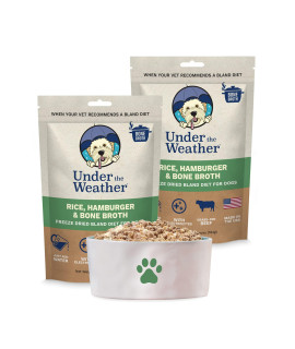 Under the Weather Easy to Digest Bland Dog Food Diet for Sick Dogs - Contains Electrolytes - Gluten Free, All Natural, Freeze Dried 100% Human Grade Meats - Rice, Hamburger and Bone Broth