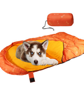 Lifeunion Dog Sleeping Bag with Storage Bag Waterproof Warm Packable Dog Bed for Travel Camping Hiking Backpacking (Orange)