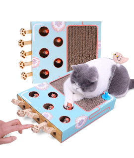 cat Enrichment Toys for Indoor cats, cat Whack a mole Toy with cat Scratching pad, cat cardboard Box to Make Lots of Fun, cat Interactive Toy to Relieve Boredom and Train IQ