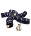 EGETOTA Cat Tunnel for Indoor Cats Large, with Play Ball S-Shape 5 Way Collapsible Interactive Peek Hole Pet Tube Toys, Puppy, Kitty, Kitten, Rabbit (Pink & Black)