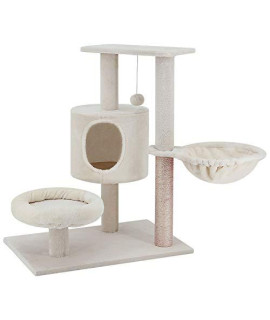 FluffyDream Cat Tree Tower with Hammock & Scratching Post, BEGIE, 29 Inch (74cm)