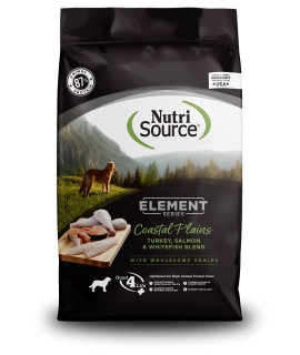 NutriSource Element Series Dog Food, Made with Turkey, Salmon, and Whitefish, with Wholesome Grains, 12LB, Dry Dog Food