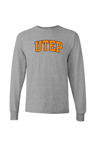 Ugp Campus Apparel Al03 - Utep Miners Arch Logo Long Sleeve T Shirt - Medium - Sport Grey