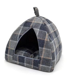 Pet Tent-Soft Bed for Dog and Cat by Best Pet Supplies - Plaid Linen, 16" x 16" x H:14"