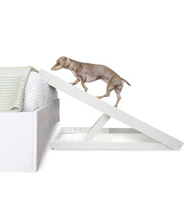 AlphaPaw - PawRamp - 40 Inch Adjustable Ramp for Pets - Helps Old Dogs Climb onto Bed & Couch - Adjustable Height Up to 24" - Holds up to 80 lbs - Full Size (White)