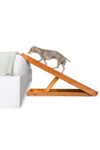 AlphaPaw - PawRamp - Original Natural Wood - Pet Ramp for Small Dogs - Adjustable Height Up to 24" - Folds Flat
