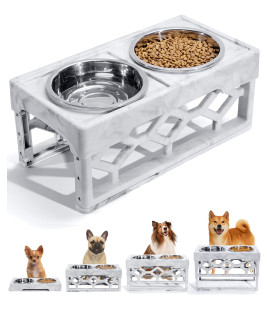 AVERYDAY Small Elevated Spill Proof Dog Bowl with 2 Stainless Steel Dog Food Water Bowls, 4 Adjustable Heights 21, 56, 65, 72 of Dog feeding Station, Raised Pet Dish Stand for Small Medium Dog
