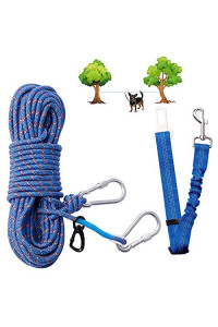 Dog Tie Out Cable for Yard 66 ft QIFBYFB, Reflective Overhead Trolley System Camping Gear, Heavy Duty Lead Line for Dogs Up to 250lbs,Dog Runner for Outdoor, Yard and Park