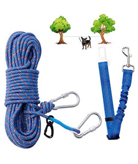 Dog Tie Out Cable for Yard 66 ft QIFBYFB, Reflective Overhead Trolley System Camping Gear, Heavy Duty Lead Line for Dogs Up to 250lbs,Dog Runner for Outdoor, Yard and Park