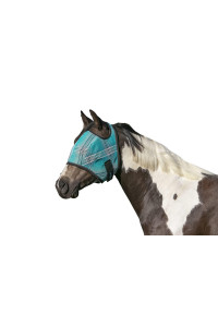 Kensington Fly Mask Web Trim - Protects Horses Face and Eyes from Bites and Sun Rays While Allowing Full Visibility - Ears and Forelock Able to Come Through The Mask, Large, Atlantis