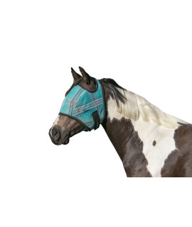 Kensington Fly Mask Web Trim - Protects Horses Face and Eyes from Bites and Sun Rays While Allowing Full Visibility - Ears and Forelock Able to Come Through The Mask, Large, Atlantis