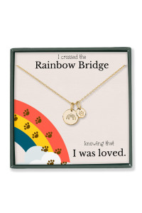 Rainbow Bridge necklace Pet Dog Cat loss memorial necklace gift (GOLD)