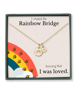 Rainbow Bridge necklace Pet Dog Cat loss memorial necklace gift (GOLD)