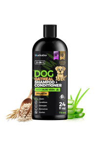 Lavender Oatmeal 2 in 1 Dog Shampoo and conditioner for Dry Itchy Sensitive Skin - Moisturizing Hypoallergenic Shampoo - Oatmeal Wash with Aloe for Any Pet Dog Puppy or cat 24 Fl Oz (Pack of 1)