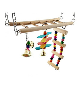 1PCS Durable Wooden Stairs Swing Ladder Birds Parrots Bridge Climb Colorful Beads Pet Toys