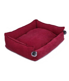Teddy Kennel Removable Washable Four Seasons Universal Dog Mattress Large Middle Small Cat Little Pet Supplies-Dark red||S