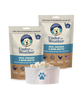 Under the Weather Pet Easy to Digest Bland Dog Food Diet contains Electrolytes - gluten Free, All Natural, Freeze Dried 100% Human grade 2 Pack - Rice, chicken & Bone Broth