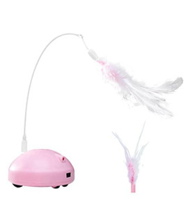 Lnrueg Cat Toy USB Rechargeable Cute Automatic Electric Kitten Feather Toy Cat Chasing Play Toy Small Animal Pet Puppy