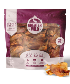 Pig Ears for Dogs, 25 Pieces Dog Treats - Single Ingredient, All Natural, Long Lasting Dog Chews for Large and Small Dogs - 100% Digestible