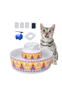 Chomiest Ceramic Pet Drinking Fountain | Ultra Quiet Automatic Water Dispenser | Healthy Water Fountains for Cats and Dogs Filters Included (Orange)
