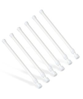 6Pcs Tension Rod, Goowin Tension Rods For Windows, No Drilling Rustproof Spring Adjustable Tension Curtain Rod For Doors, Windows, Wardrobe Bars, Drying Support Rods (White, 12-20 Inch)