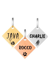 MYXGY Stainless Steel Pet ID Tag, Personalized Dog Name Tags, Customized Cat Tags, Deep Laser Engraving, Optional Engraved on Both Sides, Various Design Options