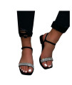 Sandals For Women Dressy, Rhinestone Casual Summer Sandals Sparkling Flip-Flop Flat With Strappy Open Toe Slippers
