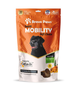 Intelli Mobility with Turmeric, Glucosamine, Zinc for Dogs- Healthy Bones & Joints Mobility Soft Chews with Chondroitin, MSM - Functional Dog Supplement for Mobility Support, VIT E + EPA & DHA