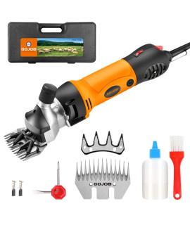 500W Electric Sheep Shears, Professional Sheep Clipper with 6 Speeds, Electric Goat Shears for Sheep, Goats, Cattle, Farm Livestock Pet and Heavy Duty Animals Hair Fur Grooming (2 Blades)