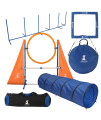 SparklyPets Dog Agility Training Equipment Set for Indoor & Outdoor - Complete Dog Agility Equipment for Dogs - Dog Agility Course with Weave Poles, Pause Box, Tunnel, Tire & Hurdle Jump