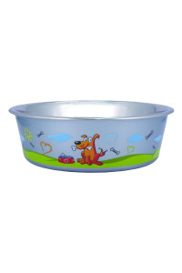 Benzara BNC-10007-4 Multi-Color Print Stainless Steel Dog Bowl by Bella N Chaser - Set of 4