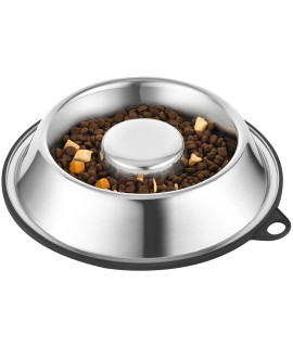 PEggY11 Slow Feeder Dog Bowl, Stainless Steel Metal Dog Food Bowl for Fast Eaters, Food grade, BPA Free, Dishwasher Safe, Easy to clean, 2 cup capacity, for Medium Sized Dogs