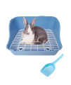 Hamiledyi Small Animal Rabbit Litter Box, Plastic Square Cage Toilet, Corner Pan With Grate, Potty Training For Bunny, Guinea Pigs, Chinchilla, Ferret, Hamster(Blue)