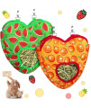 2 Pieces Guinea Pig Hay Feeder Bag Rabbit Hay Feeder Storage Small Animal Hay Feeder Bag Hanging Feeder Sack With 2 Holes For Rabbit Guinea Pig Chinchilla Hamsters Small Pets (Watermelon, Orange)
