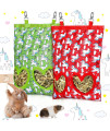 2 Pieces Guinea Pig Hay Feeder Bag Rabbit Hay Feeder Storage Small Animal Hay Feeder Bag Hanging Feeder Sack With 2 Holes For Rabbit Guinea Pig Chinchilla Hamsters Small Pets (Unicorn)