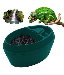 BUDDE Reptile Water Dispenser bearded dragon tank accessories- Bearded Dragon Drinking Water Dripper Bowl - Large Nontoxic Fountain Water Dish -Terrarium & Tank Accessories with feeding box