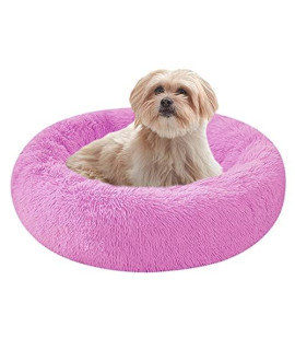 Dog Beds for Medium Dogs, Puppy Bed Large & Small Donut Pet Bed, Calming Dog Bed, Pet Bed, Anti-Anxiety Donut Dog Cuddler Bed, Warming Cozy Soft Dog Round Bed (28 inch, Pink)