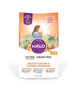 Halo Kitten Dry Food, Chicken & Chicken Liver 10-Pound Bag