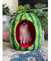 YML Watermelon Pet Cushion - 20"x20"x20", Vibrant Green and Red (FH036)